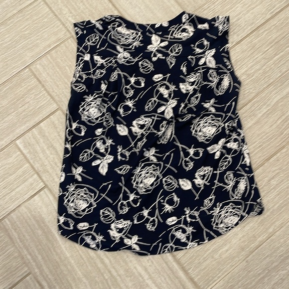 Floral Navy and White Women's Top - Picture 3 of 3